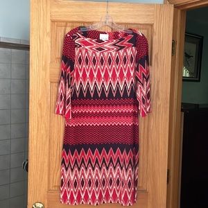 Multi color 3/4 length sleeve dress